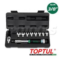 ราคา GAAI1001 ชุดประแจปอนด์เปลี่ยนหัวได้(ปากตาย) SQ.3/8" 10 ตัวชุด 3/8" SQ.DRIVE HEAD-INTERCHANGEABLE SPANNER TORQUE WRENCH SET 10PCS/SET (SKU : TOPTUL : ชุดประแจขันปอนด์ GAAI1001)