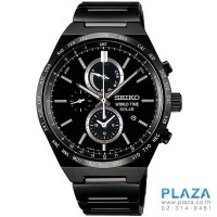 ราคา นาฬิกาข้อมือ SEIKO Spirit Smart World Time Solar Chronograph (All Black)[SBPJ037J]