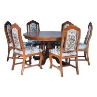 ราคา ชุดโต๊ะอาหารไม้สัก กลม130ขากลึง+ศรแดง