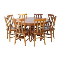 ราคา ชุดโต๊ะอาหารไม้สัก กลม150ขากลึง+กัปตัน2