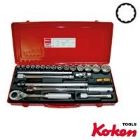 ราคา Socket Set บ๊อกชุด 1/2 นิ้ว (12 เหลี่ยม) มิล 23 ชิ้น/ชุด Koken รุ่น 4244M+C made in JAPAN (716171)