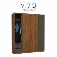 ราคา VIDO (วิโด้) ตู้เสื้อผ้า 4 บานเปิด มีกระจก ขนาด 160 CM. รายละเอียดสินค้า (ASX-WR-1618)