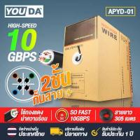 ราคา YOUDA สายแลน CAT6E 2ชั้น ภายนอกอาคารได้ ยาว 305เมตร APYD 01 สายสัญญาณ สายเนต Lan Cable สายอินเตอร์เนต สาย LAN RJ45 คอมพิวเตอร์ PC แล็ปท็อป กล้องวงจรปิด เหมาะสำหรับใช้ภายนอกและภายในอาคาร กันฝน กันแดด (