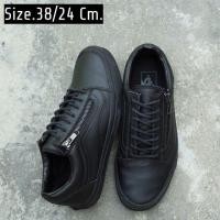 ราคา Vans Old Skool Zip Gunmetal หนังสีดำ ของแท้พื้นเต็ม (มือสอง) (360939588)