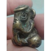 ราคา 6267-รูปหล่อพระพิฆเนศจับงวงเนื้อทองเหลืองเก่า หลังยันต์ (มือสอง) (356257695)