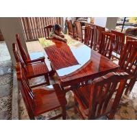 ราคา โต๊ะอาหารไม้แผ่นเดียว ก80xย180 + เก้าอี้ 8 ตัว (งานสั่งผลิตมีสินค้าตลอด) (มือหนึ่ง) (360933659)