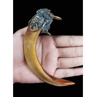 ราคา เขี้ยวหมูตัน​ เลี่ยมจับเงินแท้ลงยา ขนาดความยาว4นิ้ว (มือสอง) (357526432)