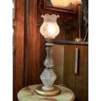 ราคา โคมไฟตั้งโต๊ะ โป๊ะแก้ว ขาแก้วเจียและหินอ่อน ฐานเหล็ก งานสวยพร้อมใช้งานครับ (มือสอง) (360862559)