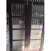 ราคา ประตูไม้สักช่องกระจกบานคู่สภาพดีบานแน่น (มือสอง) (360878023)