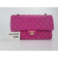 ราคา USED CHANEL CLASSIC 10" DOUBLE FLAP HOT PINK FUCHSIA LAMBSKIN GHW (มือสอง) (360661384)