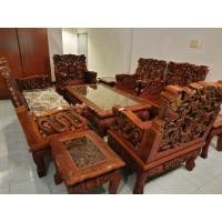 ราคา ชุดโต๊ะไม้สักลายมังกร Dragon carving teak wood furniture (มือสอง) (360913832)