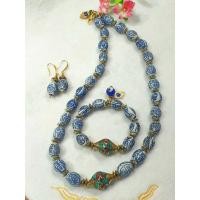 ราคา ชุดสร้อยคอ-ข้อมือ-ต่างหู ลูกปัดเซรามิคโบราณ คั่นหินแร่เฮมาไทต์ทอง (มือหนึ่ง) (360924469)