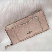 ราคา กระเป๋าสตางค์ Coach F21068 Accordion Zip Wallet In Metallic Crossgrain Leather (มือหนึ่ง) (360877322)