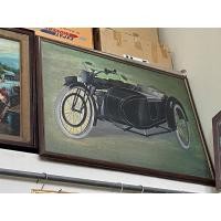 ราคา รูปภาพวาดมือลงสี รูปรถมอเตอร์ไซเก่าสวย ศิลป์งดงาม ใบใหญ่งดงาม (มือสอง) (360912406)