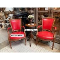 ราคา เก้าอี้อาร์มแชหนังแท้ งานเก่าฝรั่งเศส เบาะหนังแท้สีแดงอมส้มตอกหมุดทองเหลืองรอบ โครงไม้โอ๊ค งานเก่า เบาะ1ตัวมีรอยแตกตามอายุ งานสวยพร้อมใช้ (มือสอง) (360897538)