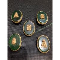 ราคา พระเนื้อหยกทรงวงรี ประดับพลอย ชุดเบญจภาคี 5 องค์ (มือสอง) (360400073)