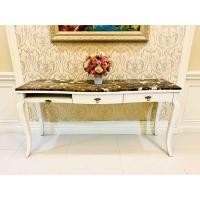 ราคา โต๊ะโชว์ ใช้เป็นโต๊ะทำงานก็ได้ โต๊ะเป็นไม้แท้ หน้าท็อปเป็นหินแกรนิตแท้ มีช่องวางคีย์บอร์ด สภาพใหม่ (มือสอง) (359276076)