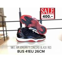 ราคา 8US 41EU 26CM รองเท้าบาสเกตบอลหุ้มข้อไนกี้จอร์แดนมือสองสภาพดี NO.016 NIKE AIR JORDAN 11 CONCORD BLACK RED (มือสอง) (360851407)