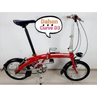 ราคา DAHON CURVE D3 สีแดง เฟรมอลูมิเนียม นน.เบาๆ พับแล้วเล็กมาก เกียร์ SRAM SACHS 3 SPEED ล้ออลูมิเนียม 16 นิ้ว ☎️ 0818144341 (มือสอง) (360833112)
