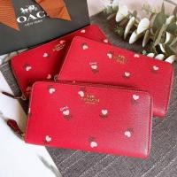 Coach C3287 Accordion Zip Wallet With Heart Floral Print กระเป๋าสตางค์