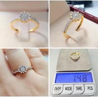 ราคา แหวนทอง แหวนเพชรดอกพิกุล ตัวเรือนทอง 9k (มือหนึ่ง) (360759174)