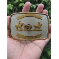 ราคา (ติดผ่อนมัดจำแล้วครับ)B376 หัวเข็มขัดคาวบอย Vintage German Silver Rodeo Team Roping Made in USA. ผ่อนได้ (มือสอง) (360708684)