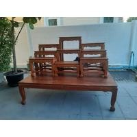 ราคา โต๊ะหมู่บูชา 9 ไม้สักทอง หน้าไม้แผ่นเดียว 18 นิ้ว ชุดใหญ่(10ชิ้น) (มือสอง) (360715590)