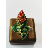 ราคา แหวนพญานาคลงยาฝังเพชรแท้ทอง18เค (มือสอง) (360669312)