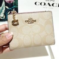 Coach F78002 Snap Card Case In Signature Canvas กระเป๋าสตางค์
