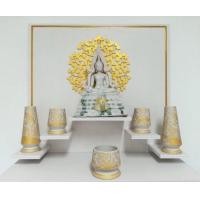 ราคา หิ้งพระติดผนังสีขาว หิ้งพระติดผนัง 5 ชั้น รุ่นรวยพันล้าน( โพธิ์ 3 มิติ ขอบทอง) ชั้นวางพระติดผนัง หิ้งพระโมเดิร์นติดผนัง ชั้นวางพระติดผนัง (มือหนึ่ง) (359395528)