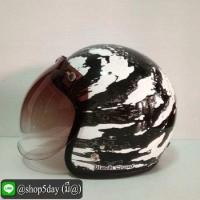 ราคา ALTRAX หมวกกันน็อควินเทจคลาสสิค ราคาถูก รุ่น BLACK CLOUD นวมถอดซักได้ สีขาวเงา พร้อมชิวBUBBLE สีทูโทน (มือหนึ่ง) (357397370)