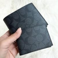 ราคา กระเป๋าสตางค์ผู้ชาย Coach มาพร้อมกระเป๋าใส่บัตร อุปกรณ์ครบ ส่งฟรี EMS (มือหนึ่ง) (360518024)