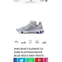 ราคา รองเท้า NIKE REACT ELEMENT 55 PURE PLATINUM RACER (มือสอง) (360474956)