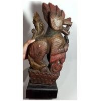 ราคา สิงห์ไม้แกะสลัก ศิลปะพม่า สูง 38cm (มือสอง) (352462725)