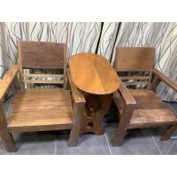 ราคา ชุดเก้าอี้ไม้สักแท้ทั้งหมด สามชิ้น (มือสอง) (360330696)