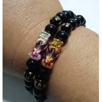 ราคา สร้อยข้อมือหินนิลดำ 8 มิล+ปี่เซี๊ยะเงินทอง เปลี่ยนสีตามอุณหภูมิได้ รวม 2 เส้น (มือหนึ่ง) (352608615)