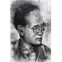 ราคา ภาพวาดเกรยองในหลวงรัชกาลที่9 (มือหนึ่ง) (359816065)