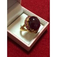 ราคา แหวนทับทิมประดับพลอย เงิน 92.5 ถมทอง (มือหนึ่ง) (349668910)