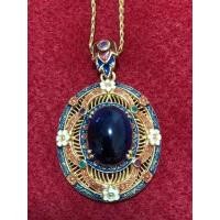 ราคา สร้อยพร้อมจี้ เงินถมทองลงยา พร้อมประดับพลอยแท้ (มือหนึ่ง) (344603734)