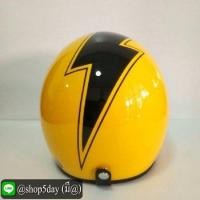 ราคา AVEX หมวกกันน็อควินเทจคลาสสิค ราคาถูก รุ่นLB THUNDER สีเหลืองเงาสายฟ้าดำ คิ้วดำ ผ้าดำ (มือหนึ่ง) (357211233)