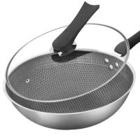 ราคา กระทะสแตนเลส กระทะเทฟล่อน หม้อสแตนเลส กระทะไร้น้ำมัน Teflon Stainless steel Cooking Pan 32CM (มือหนึ่ง) (360222877)
