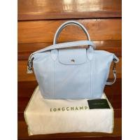 ราคา Longchamp Le Pliage Cuir Top Handle Bag S Sky blue (มือสอง) (360028311)