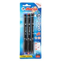 ราคา ปากกาเขียนแผ่นซีดีลบไม่ได้ 0.6 มม.แพ็ค 3 สี ตราม้า H-52F