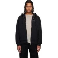 ราคา Givenchy Black Zipped 'GIVENCHY' Stamp Print Hoodie (252278M202005)