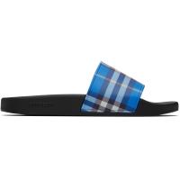 ราคา Burberry Blue & Black Check Pool Slides (252376M234002)