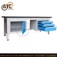 ราคา WB-2175EHโต๊ะช่าง แบบพื้นโต๊ะปูด้วย PVC รับน้ำหนัก 1000 กก. + 3 ลิ้นชัก + ตู้บานเปิด