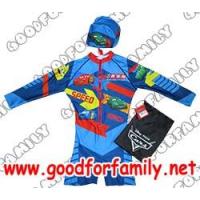 ราคา ชุดว่ายน้ำเด็ก Wetsuit แขนยาว ซิปหน้า Cars Lightning Mcqueen สีน้ำเงิน หมวกว่ายน้ำ เว็ทสูทเด็ก บอดี้สูทเด็ก คาร์ส รหัส swmcar005 (319407)