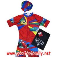 ราคา ชุดว่ายน้ำเด็ก Wetsuit แขนสั้น ซิปหน้า Cars Lightning Mcqueen สีแดง หมวกว่ายน้ำ เว็ทสูทเด็ก บอดี้สูทเด็ก คาร์ส รหัส swmcar007 (319409)