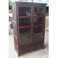 ราคา ตู้โชว์ไม้สักเก่าแบบโบราณ 3 ลิ้นชัก (22225)
