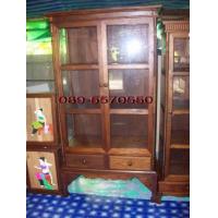 ราคา ตู้โชว์ไม้สักแบบโบราณ 3 ชั้น 2 ลิ้นชัก (7328)